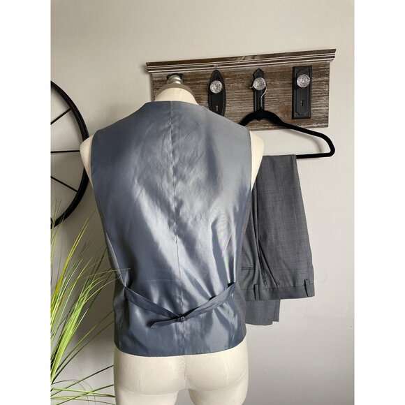 Express Men's Gray Wool Blend Vest & Pant Suit Set Size 32X32 - Picture 3 of 11